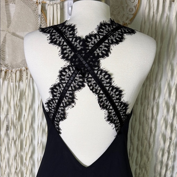 A.B.S | Allen Schwartz Vintage Black Slip Dress with Lace Straps size 12/P - Picture 7 of 11
